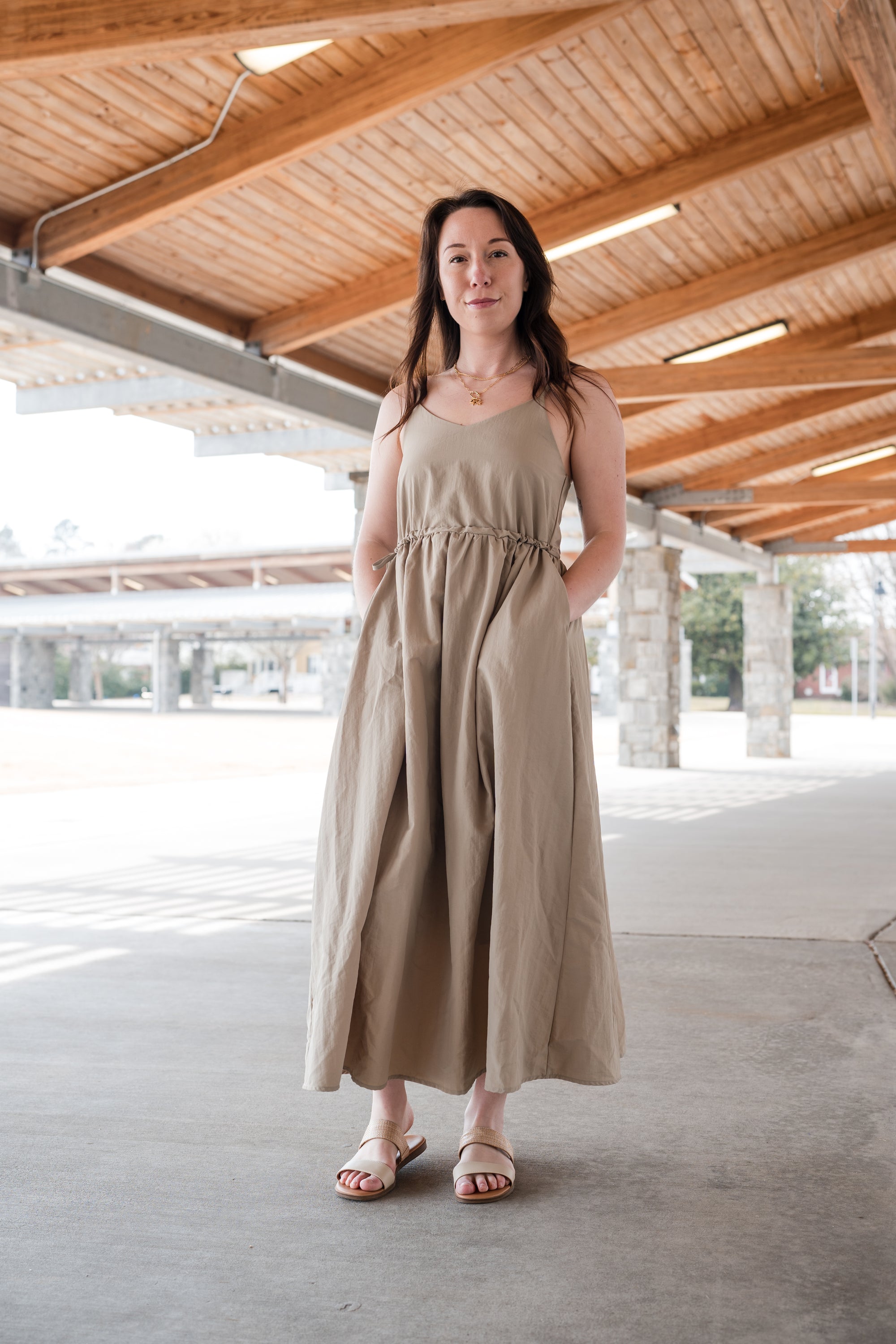 Adjustable Waist Midi Dress