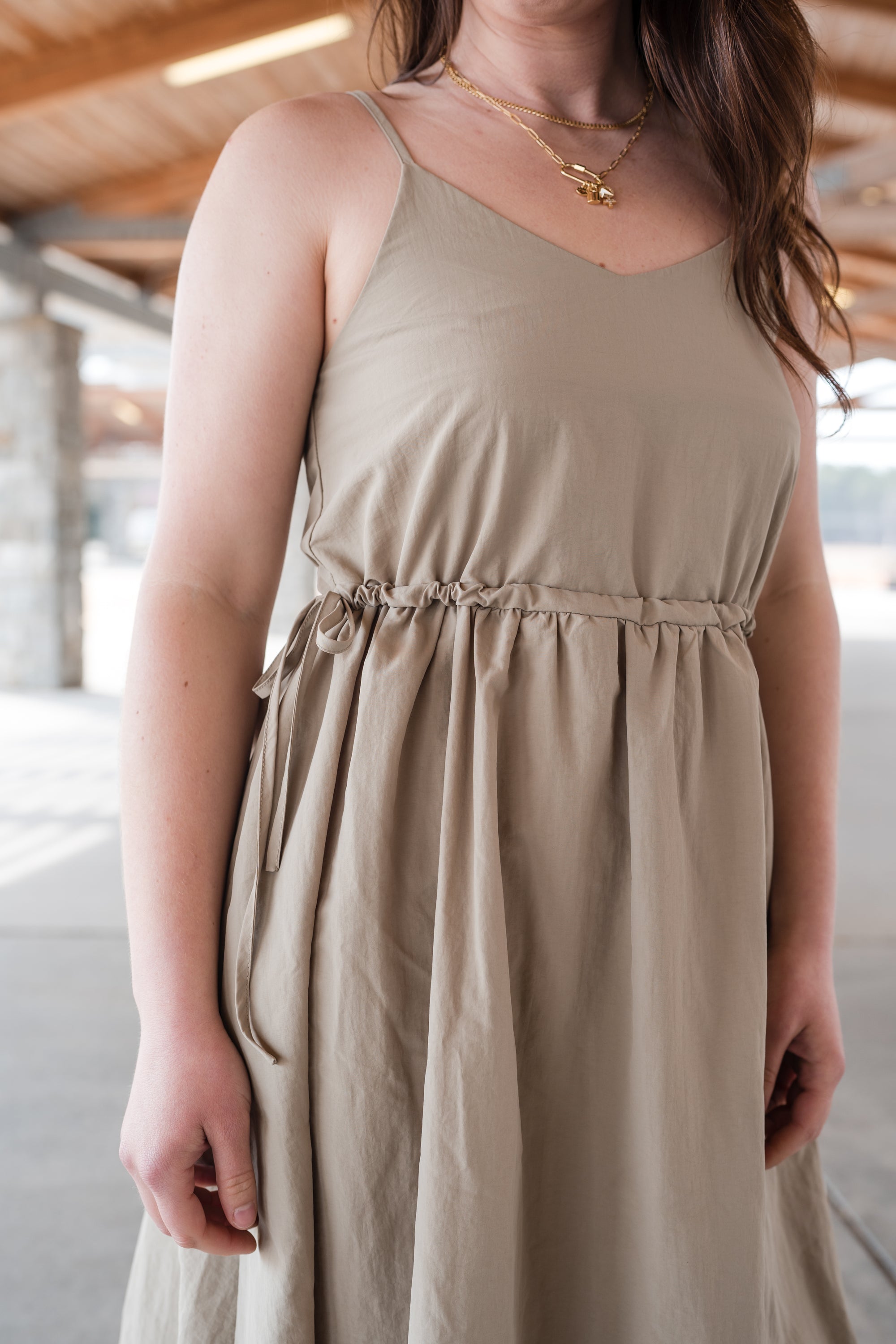 Adjustable Waist Midi Dress