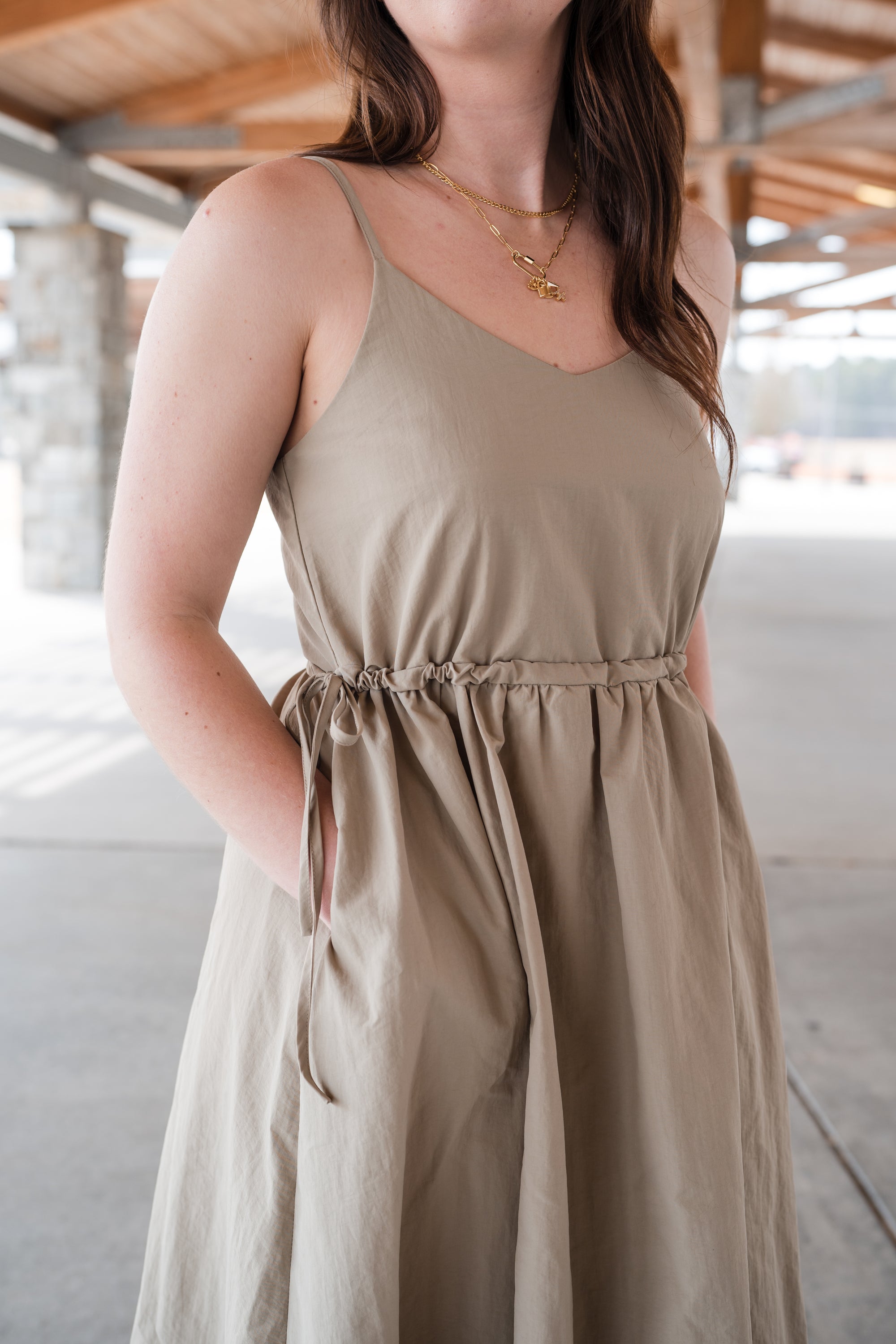 Adjustable Waist Midi Dress