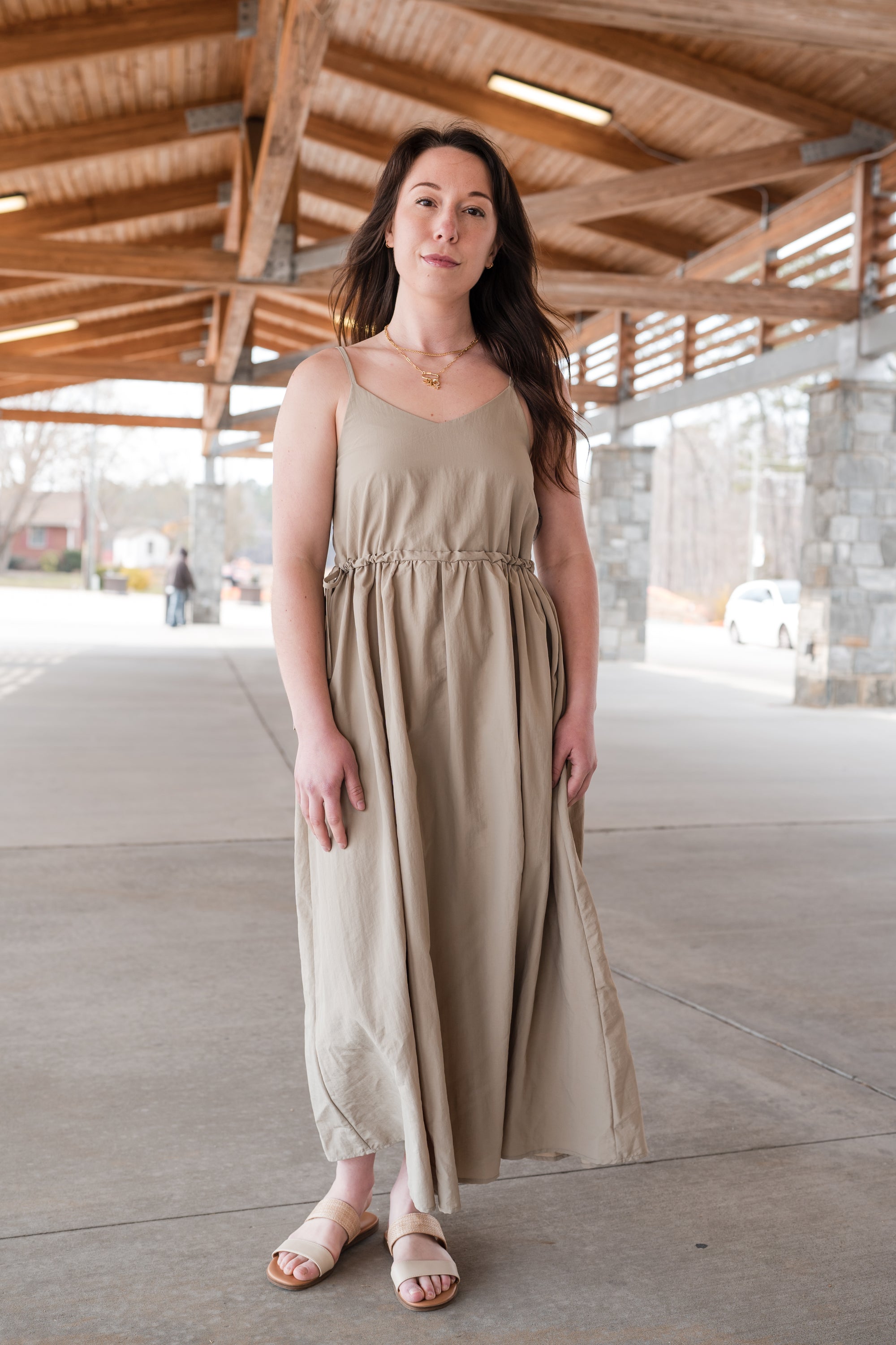 Adjustable Waist Midi Dress