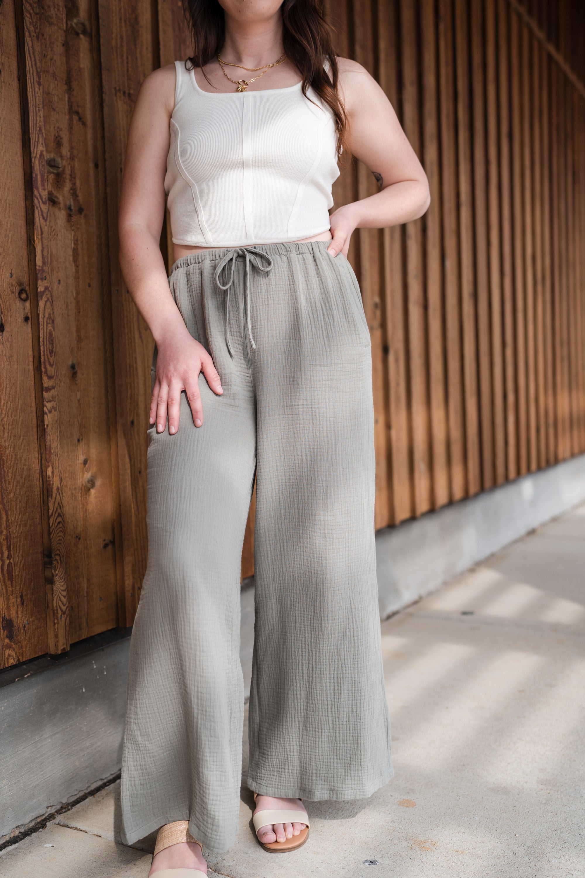 Wide Leg Gauze Bottoms