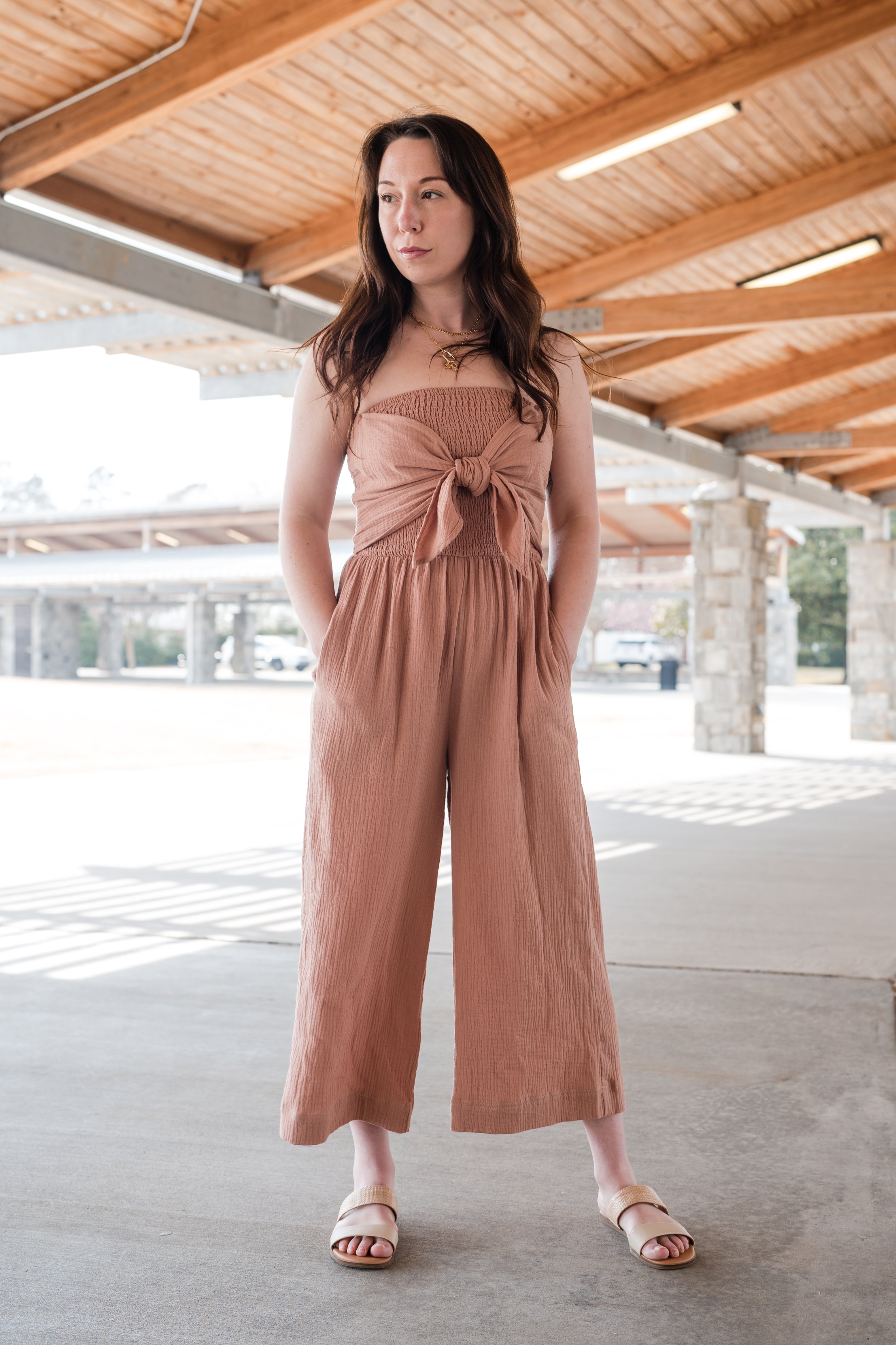 Sleeveless Tie-Front Jumpsuit