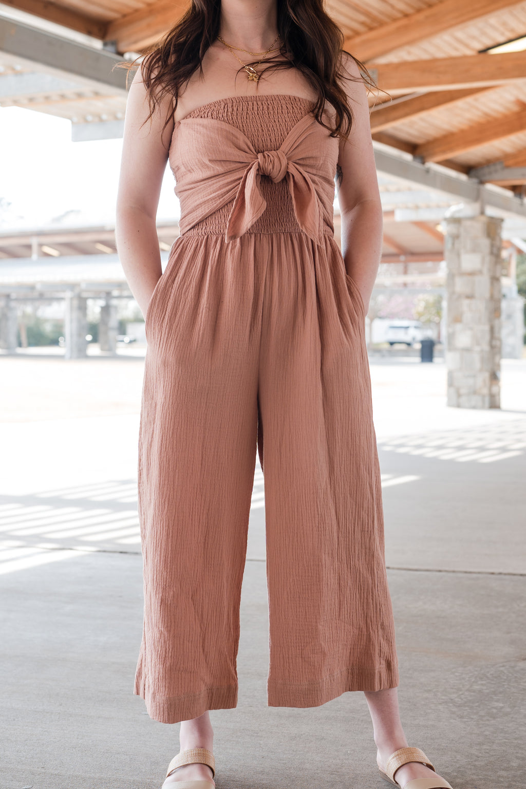 Sleeveless Tie-Front Jumpsuit