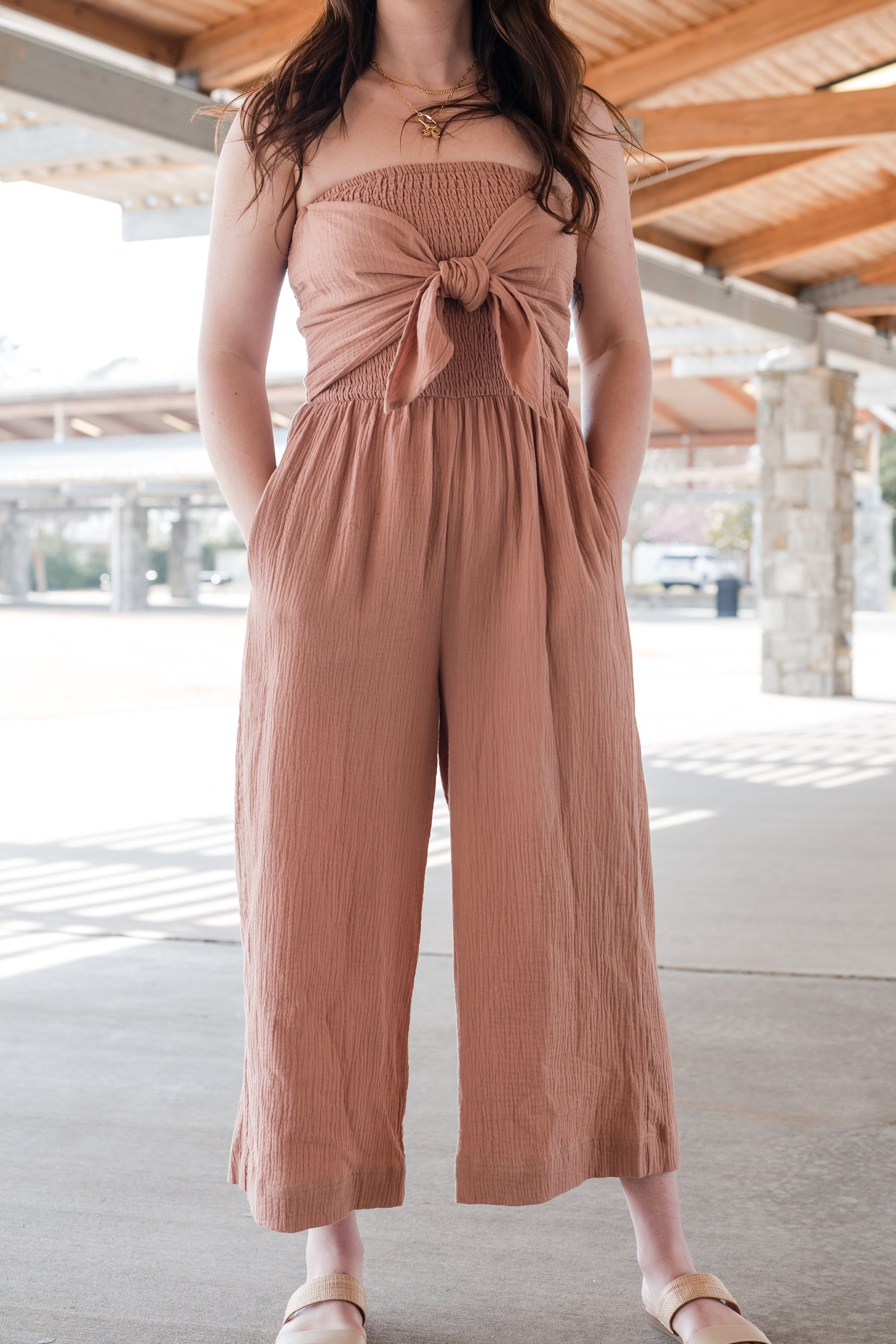 Sleeveless Tie-Front Jumpsuit