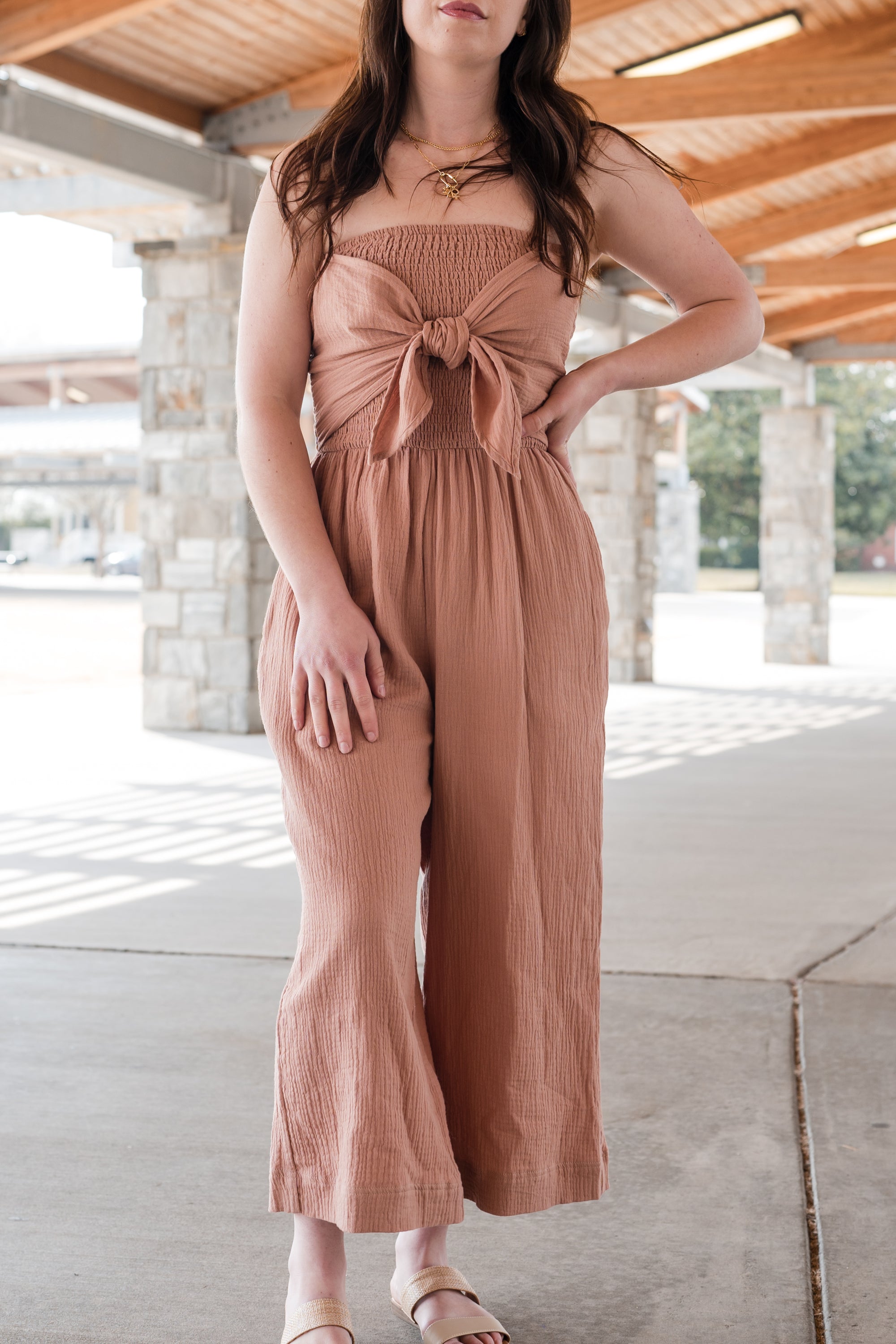 Sleeveless Tie-Front Jumpsuit