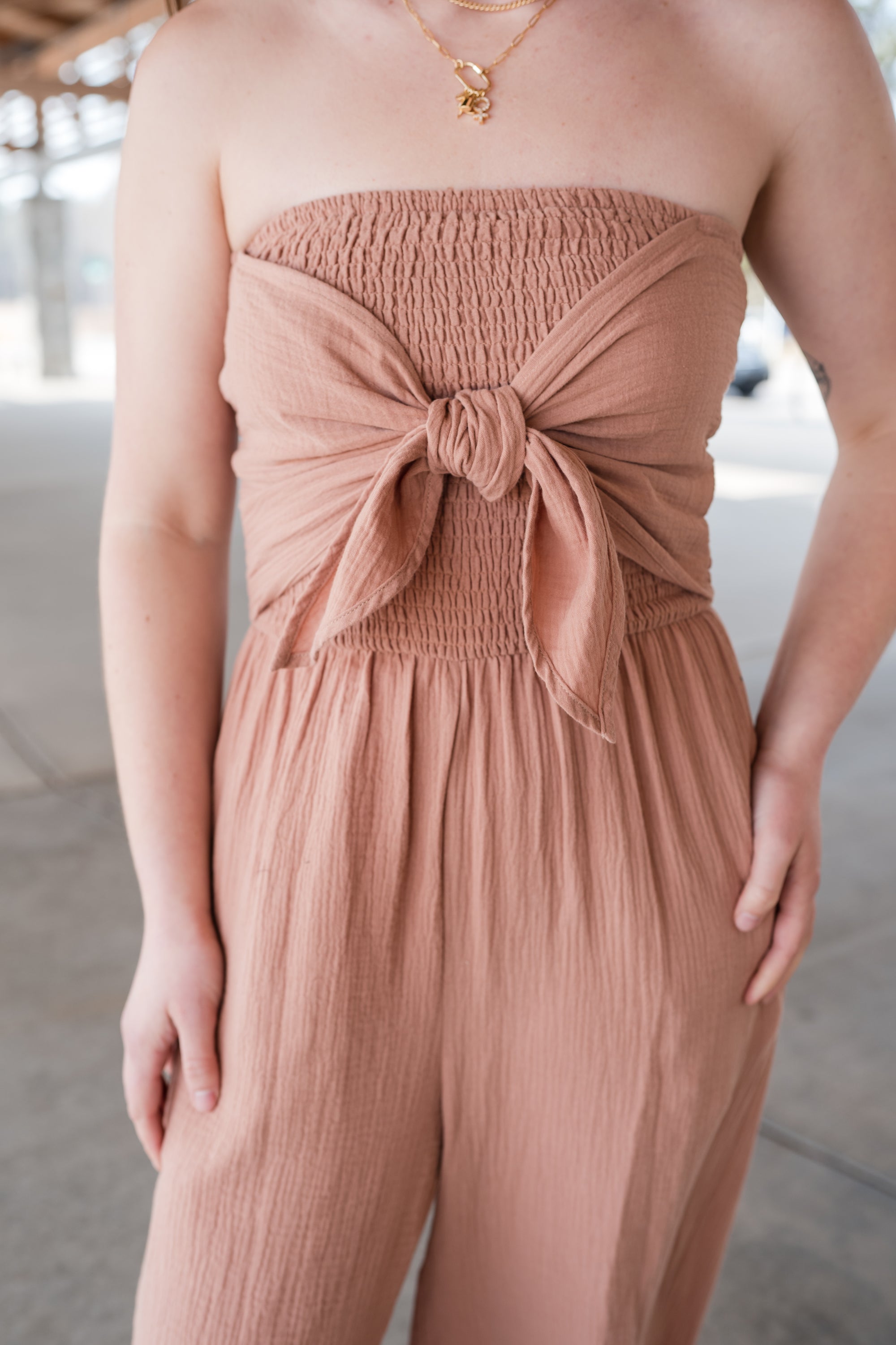 Sleeveless Tie-Front Jumpsuit