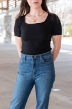 Square Neck Everyday Short Sleeve in Black
