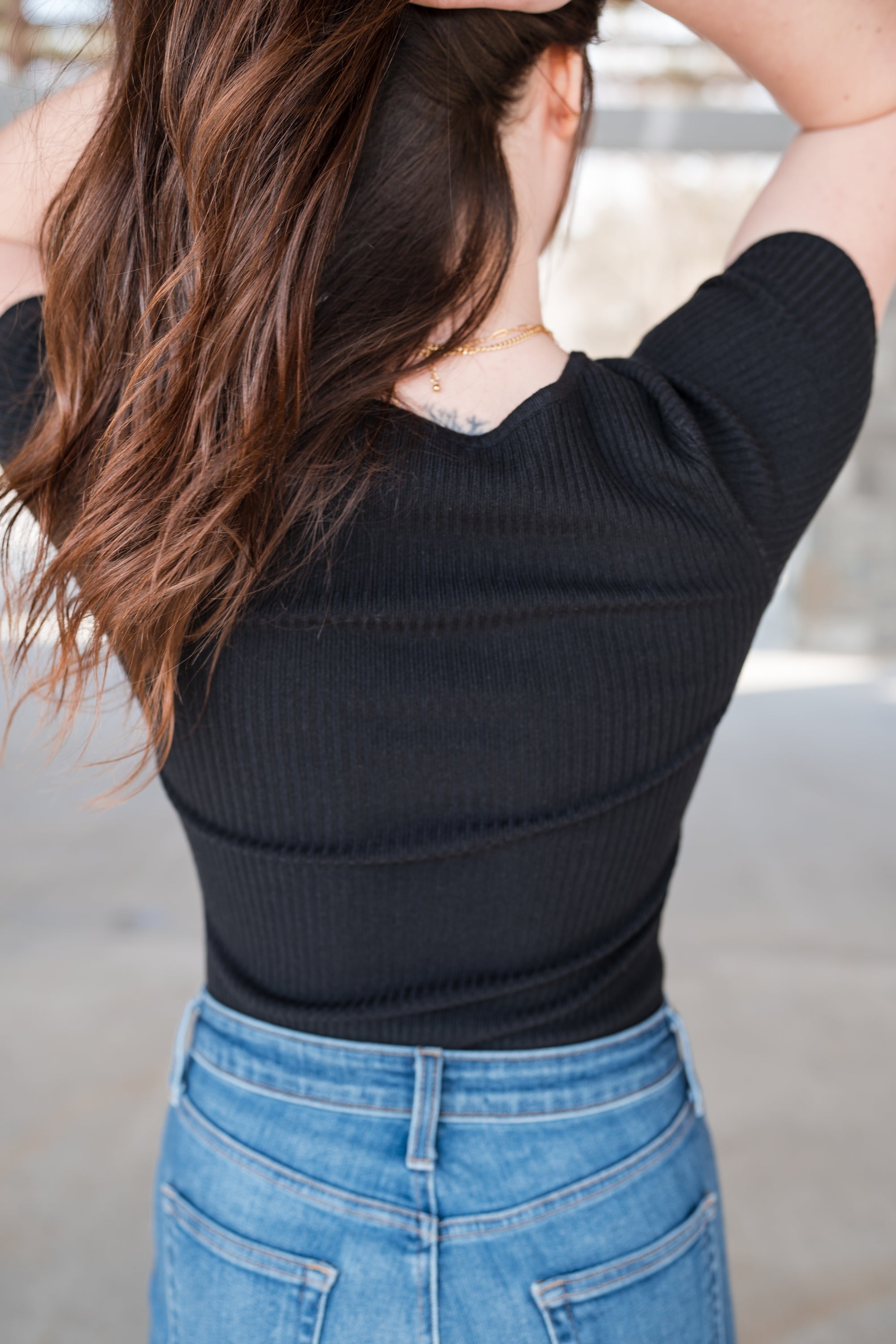 Square Neck Everyday Short Sleeve in Black