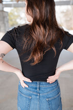 Square Neck Everyday Short Sleeve in Black