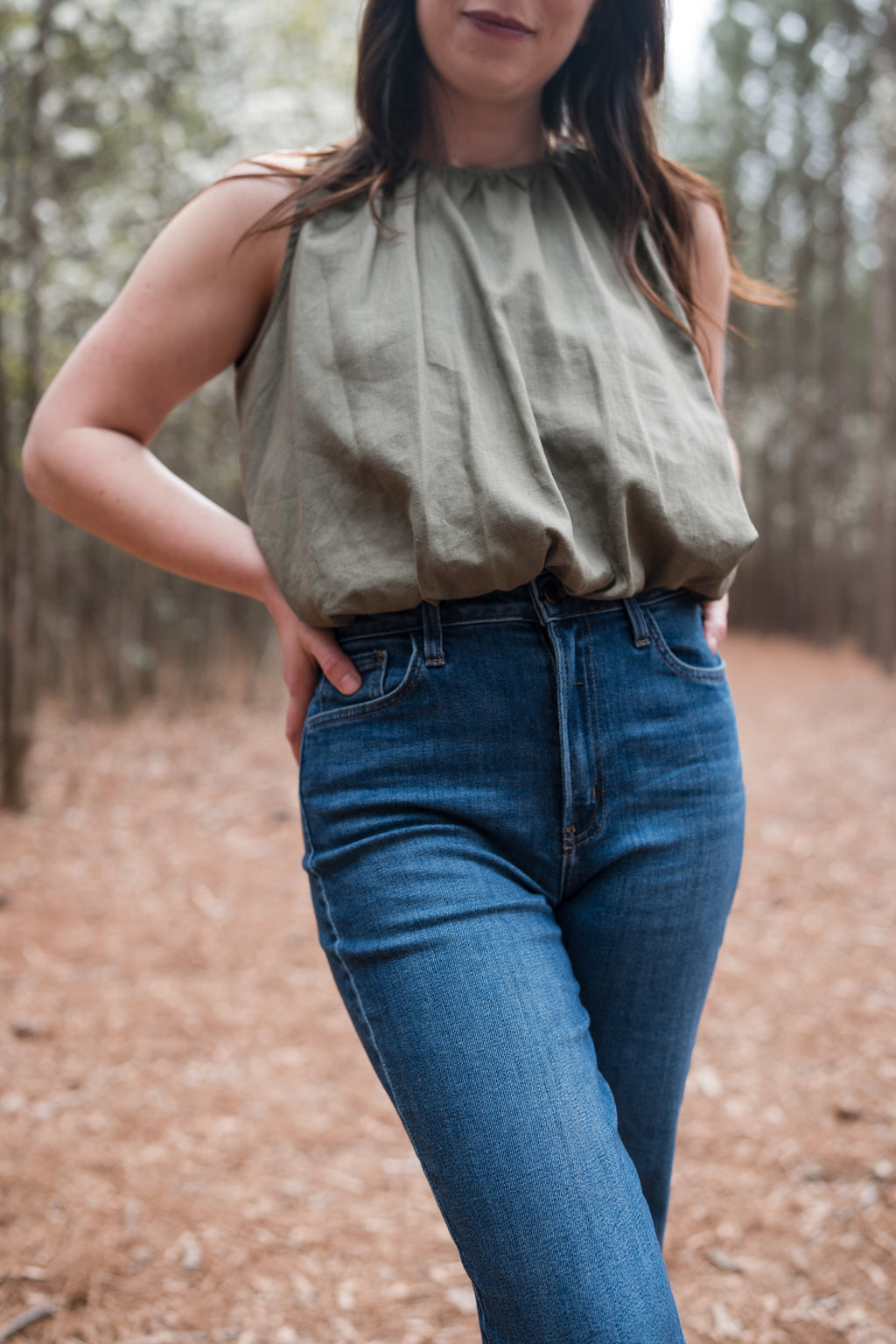 High Neck Bubble Crop Top