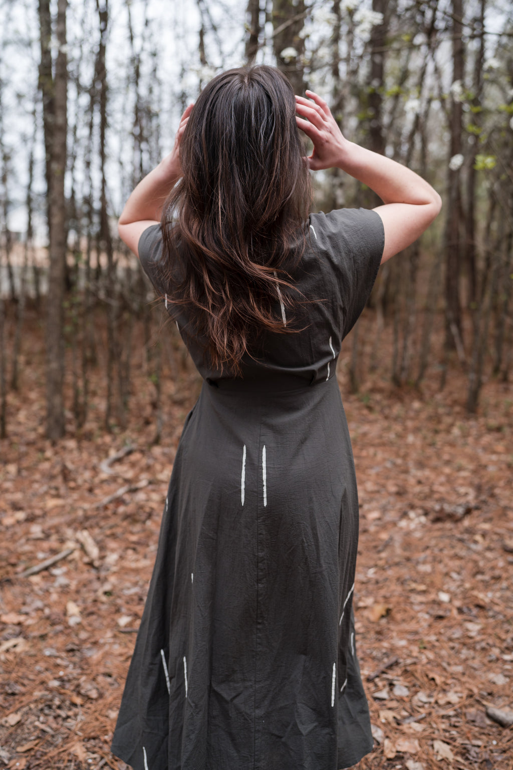 Dash Print Cotton Wrap Dress