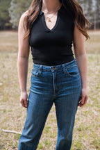 Collared Tank Top in Black