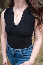 Collared Tank Top in Black