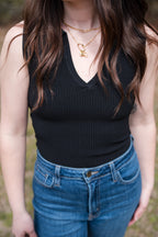 Collared Tank Top in Black