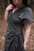Dash Print Cotton Wrap Dress