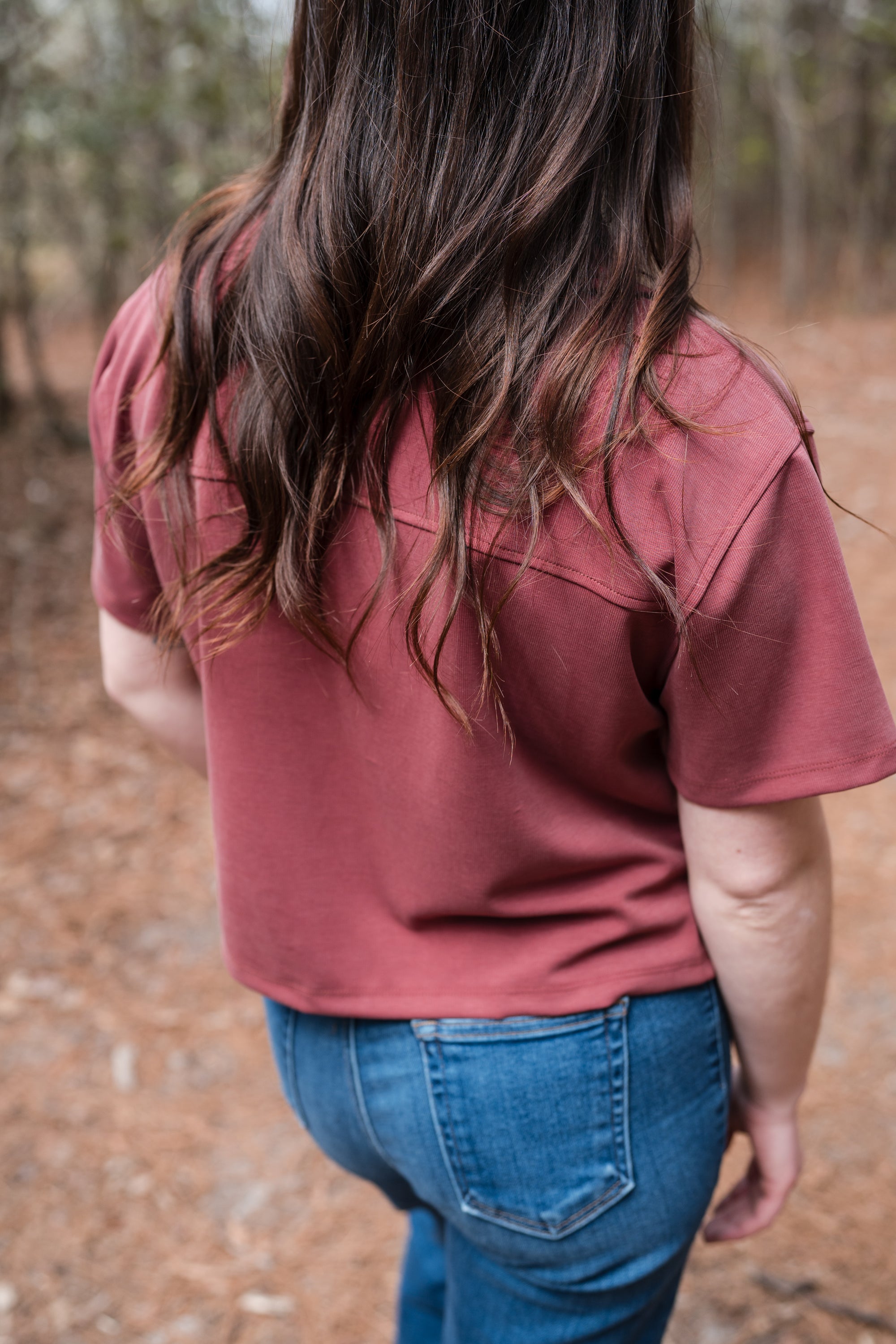 Tie-front Cropped Top in Brick Red