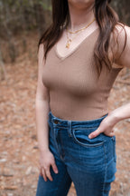 V-Neck Cropped Tank Top