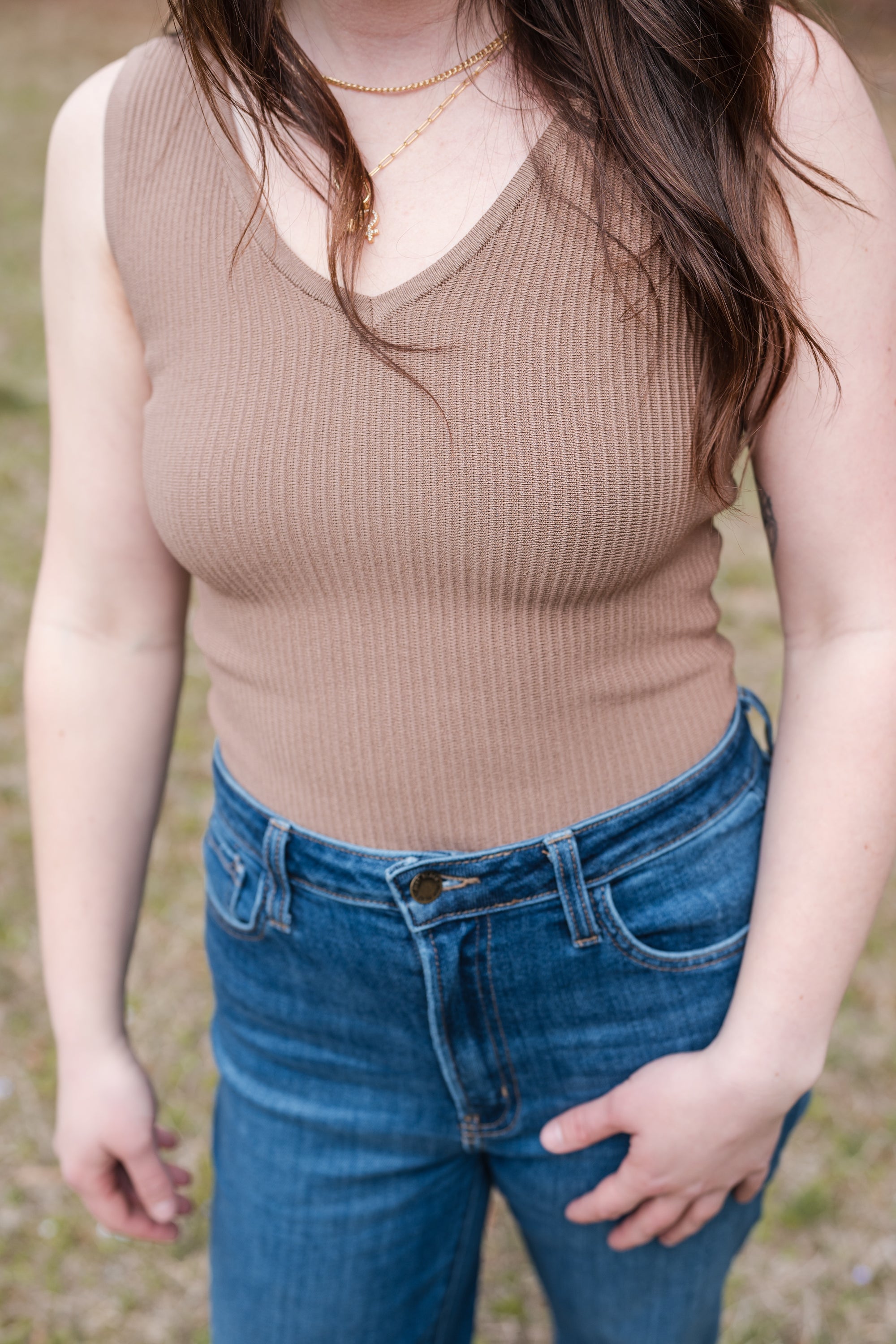 V-Neck Cropped Tank Top
