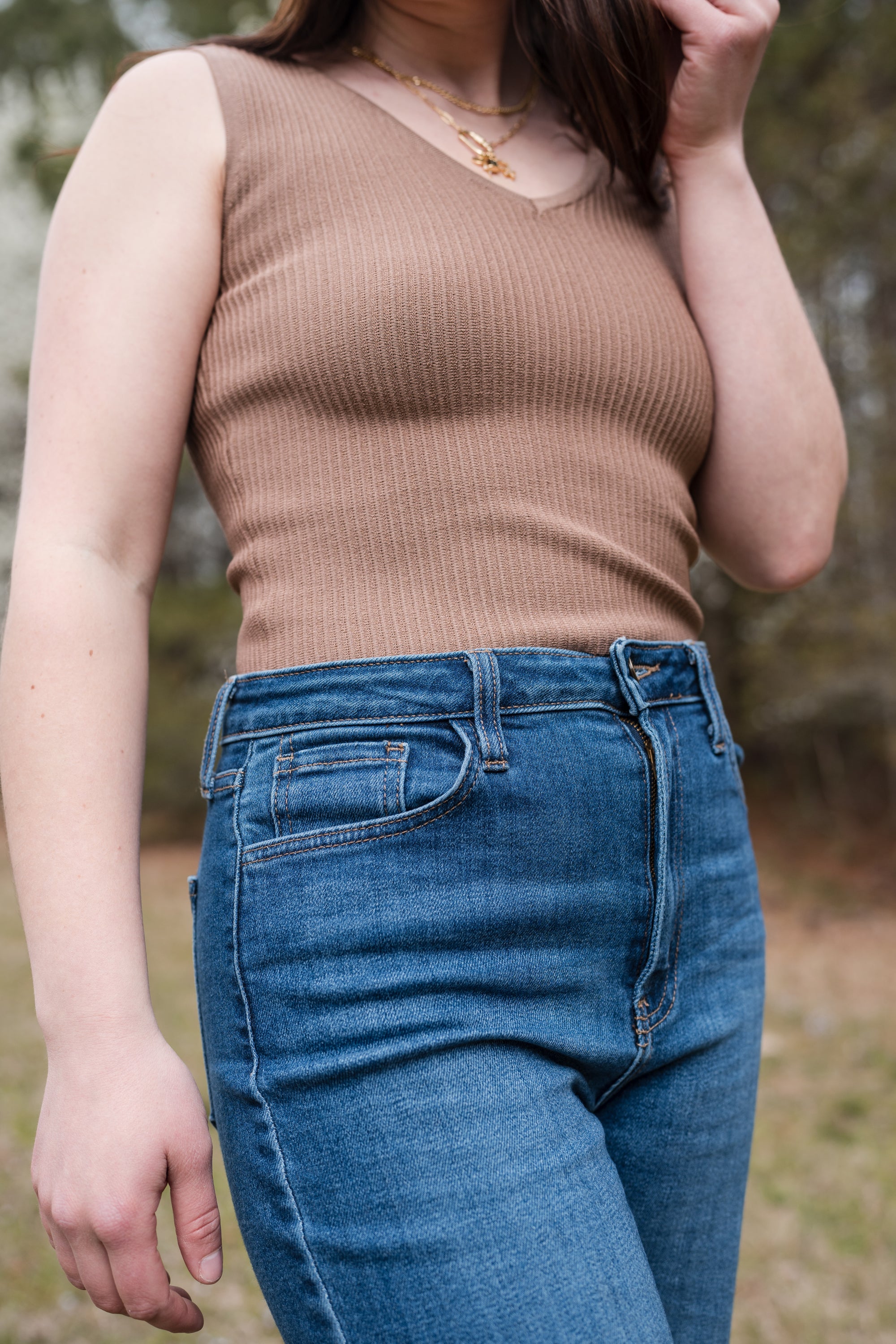 V-Neck Cropped Tank Top