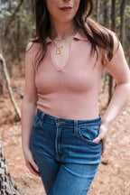 Collared Tank Top in Pale Mauve