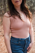Collared Tank Top in Pale Mauve