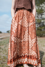 Patterned Maxi Skirt in Burnt Orange