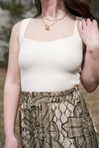 Subtle V Square Neck Cropped Tank Top