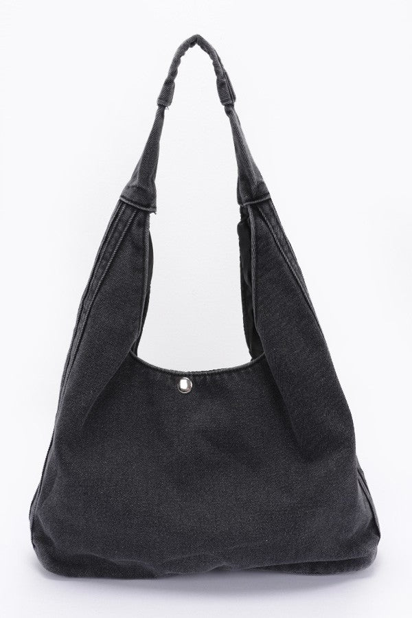 Black Denim Hobo Bag