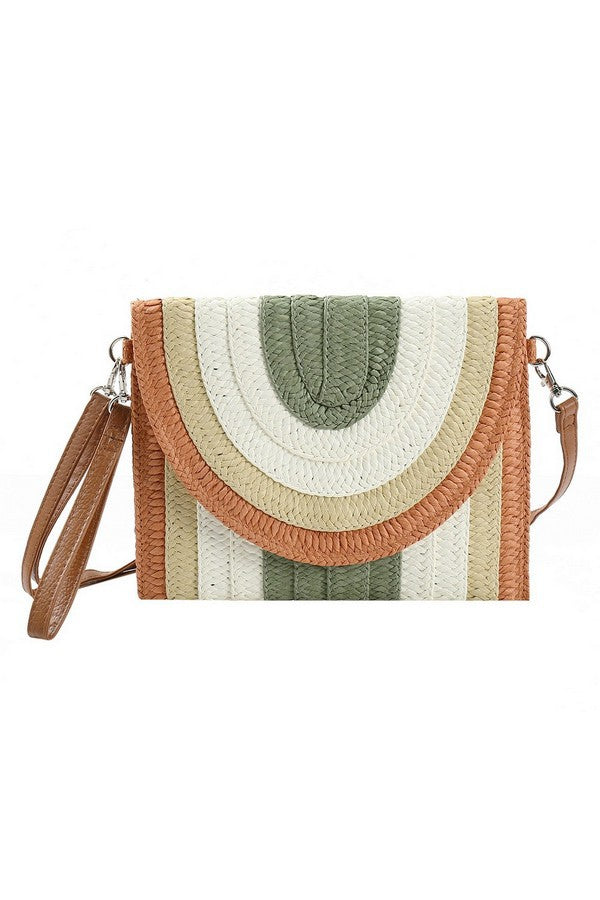 Straw Envelope Clutch W/ Crossbody Strap
