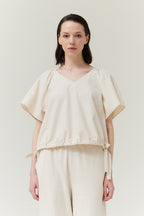 Striped Side Tie Short Sleeve Blouse