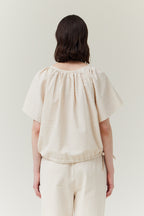 Striped Side Tie Short Sleeve Blouse